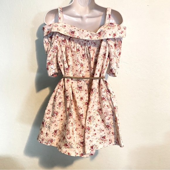 Floral Print Off the Shoulders Boho Mini Dress Nwot Size M - Picture 6 of 10